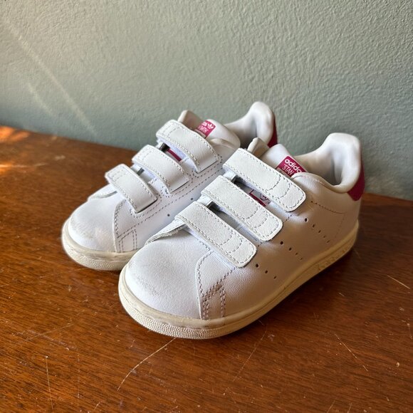 ADIDAS Stan Smith 3-strap velcro toddler sneakers | 8K | cloud white bold pink - Picture 1 of 9